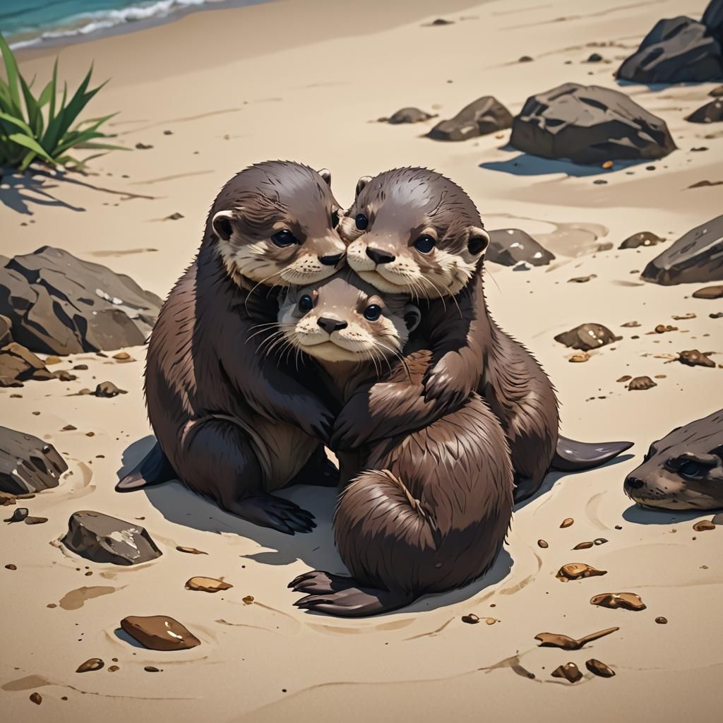 Otters Hugging  by @ThatSkyKid