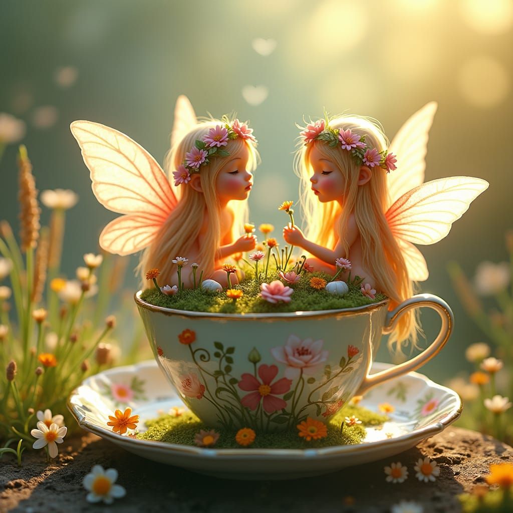 Fairies and their tea cup