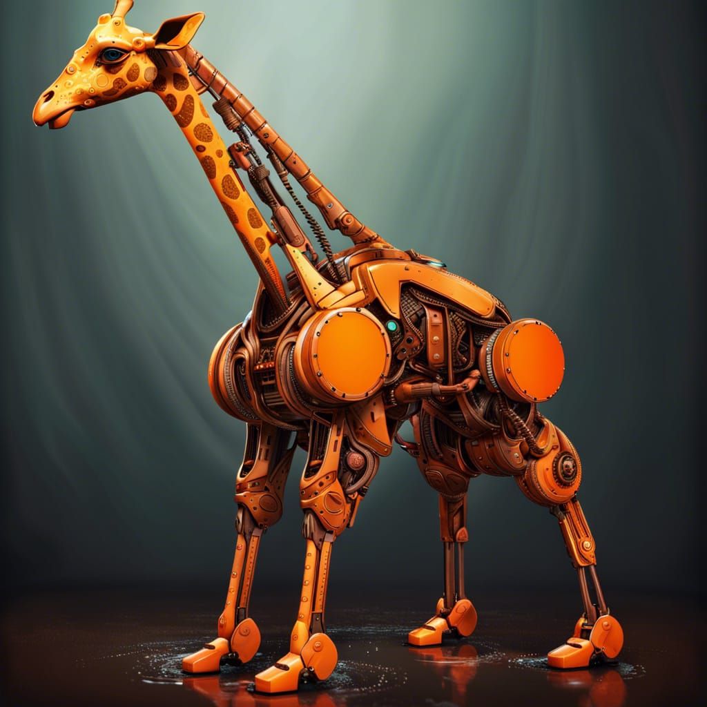 A highly detailed futuristic giraffe AI Generated Artwork NightCafe Creator