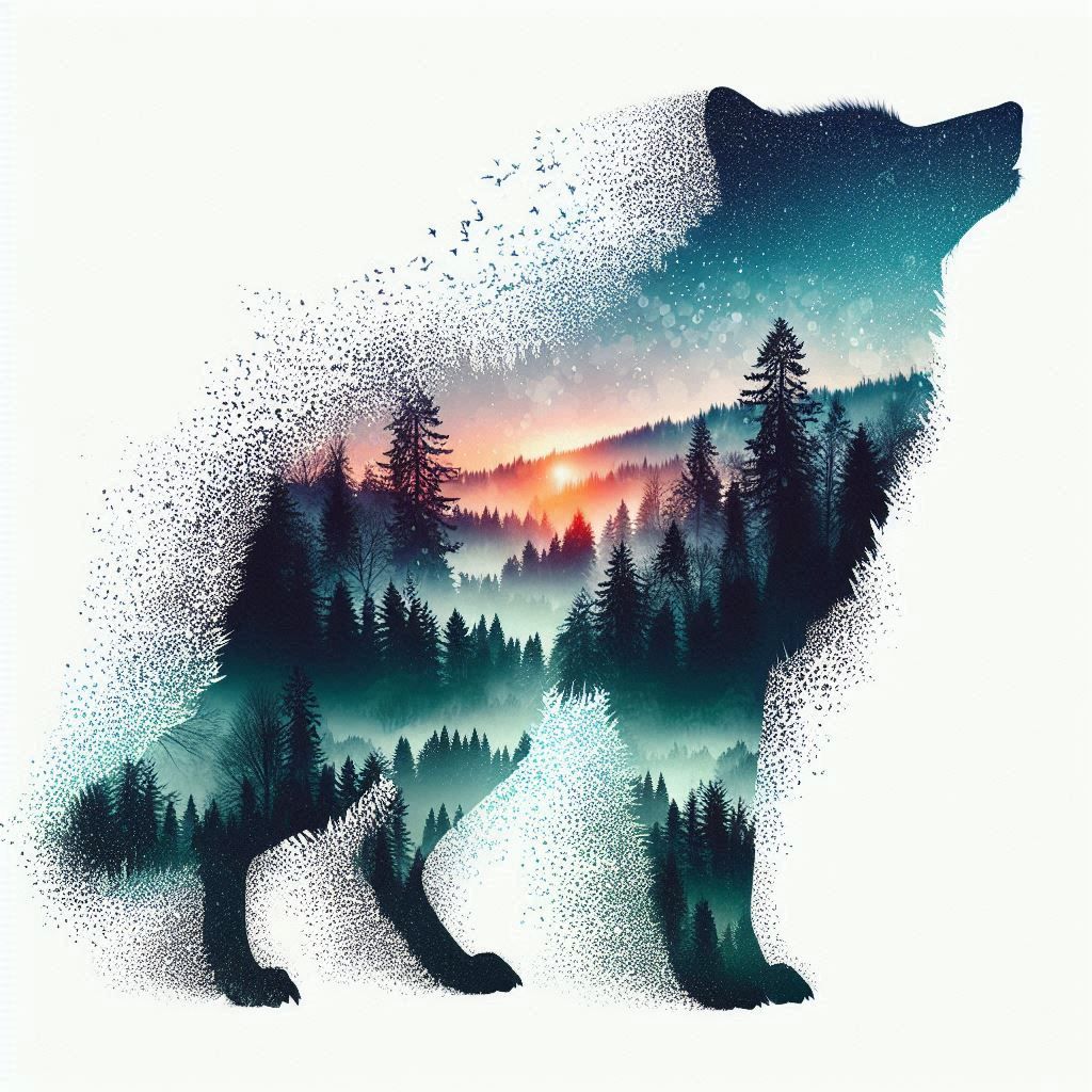 double exposure beautiful fantasy portrait landscape..