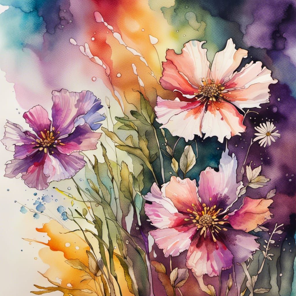 Wildflowers in soft watercolors - AI Generated Artwork - NightCafe Creator