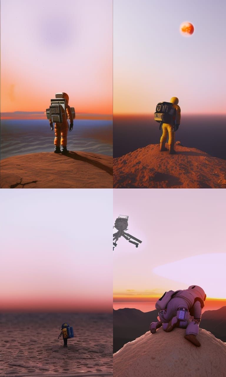 astronaut on his back contemplating the dawn of a new discov...