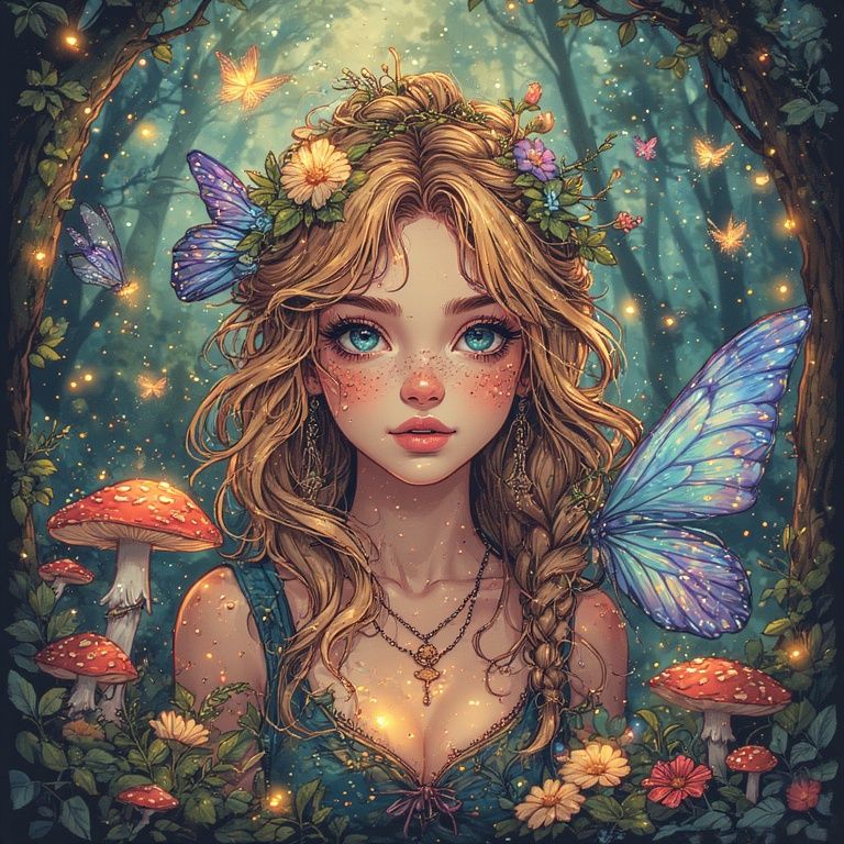 Fairy in enchanted forest