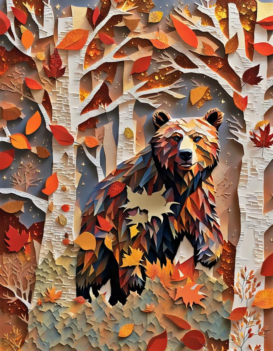Autumn Collage Bear.  by @proofman