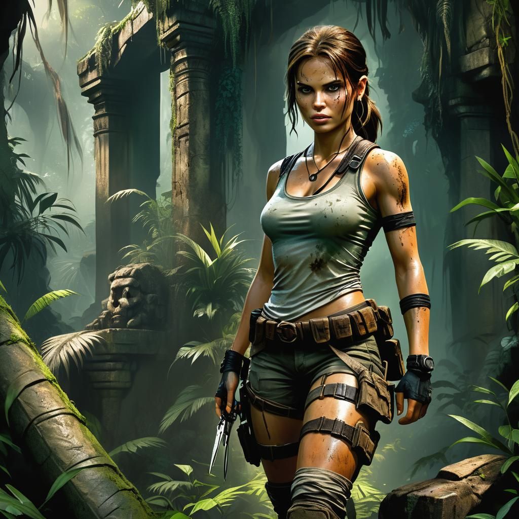 Lara Croft in the Jungle - AI Generated Artwork - NightCafe Creator