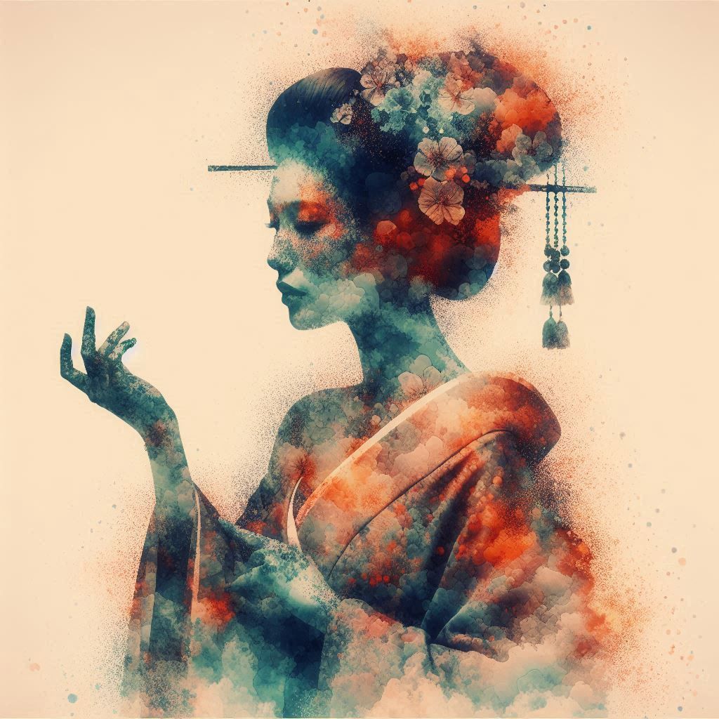 double exposure beautiful fantasy DALL-E 3 portrait landscap...