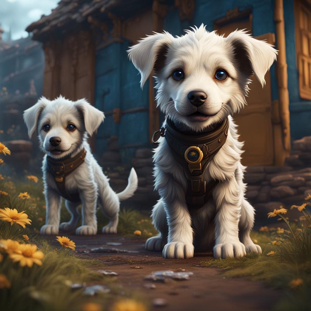 Cute baby stray dogs