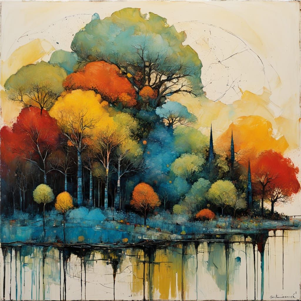 Highly detailed concept art. A whimsical village scene nestled in a bioluminescent forest. Ancient trees with glowing moss and oversized, fa...