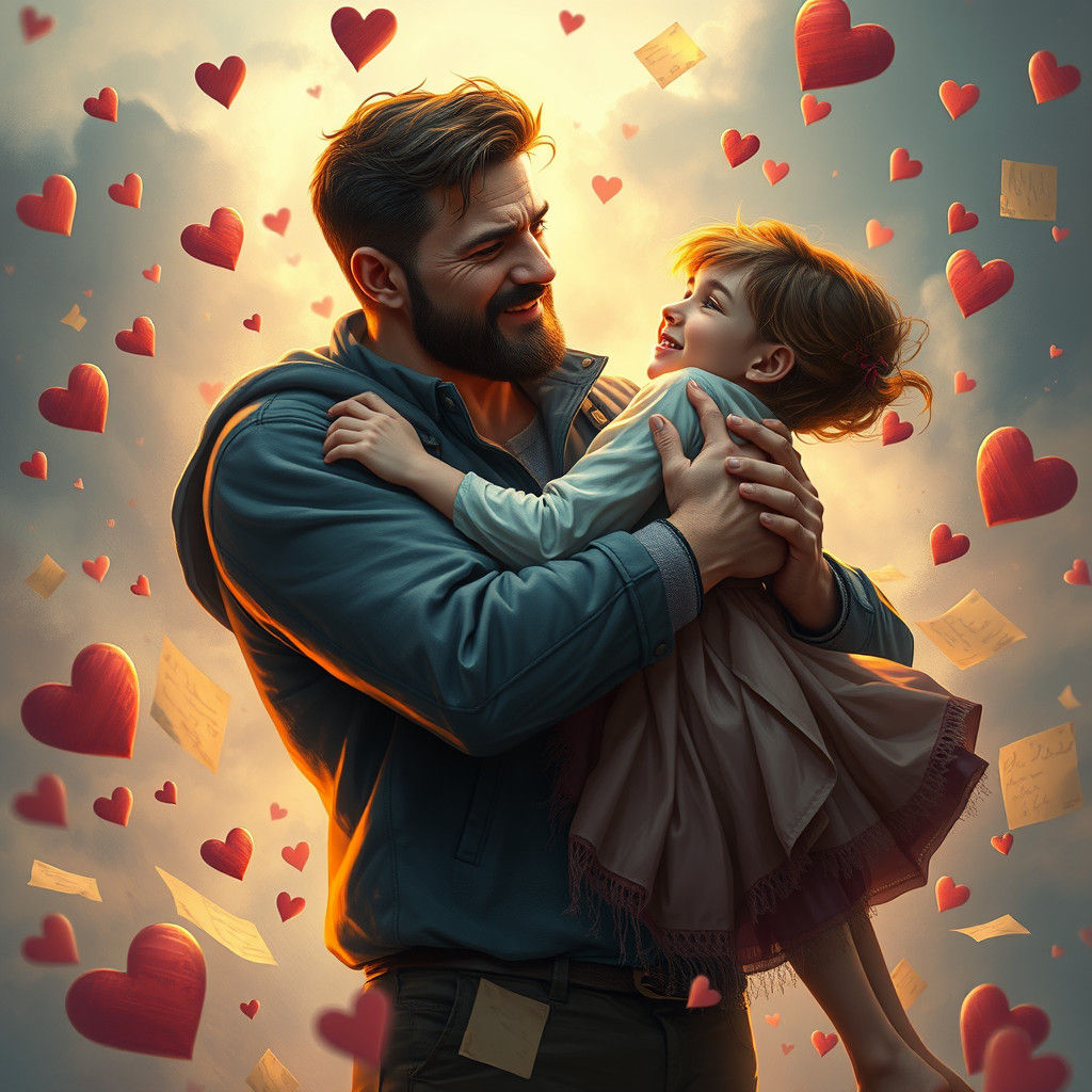 Romantic Embrace in a Fantasy Landscape