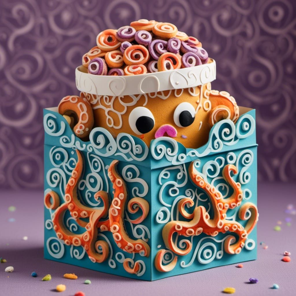 A cookie box shaped like a silly octopus