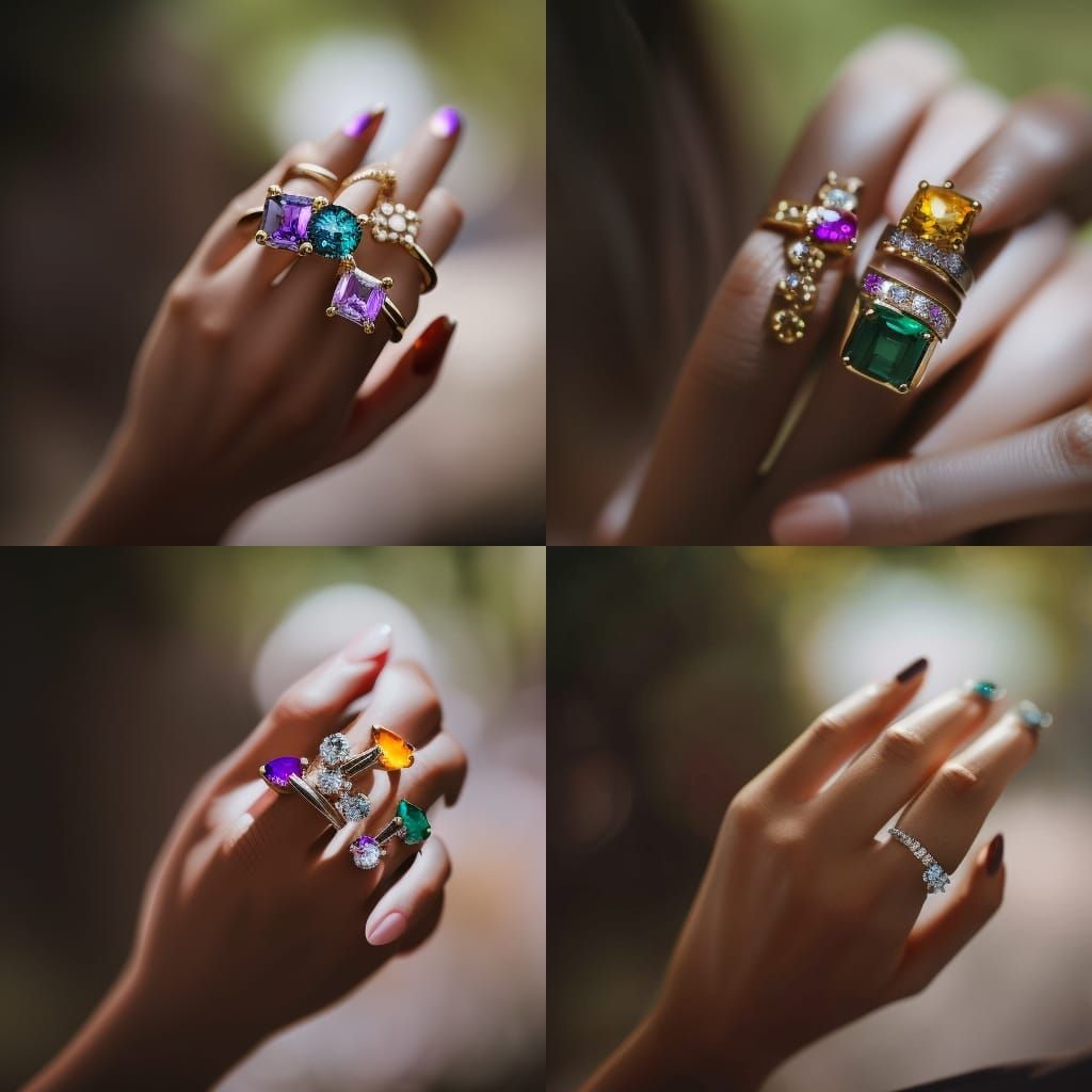 Hands with colorful sparkle gem rings!!!