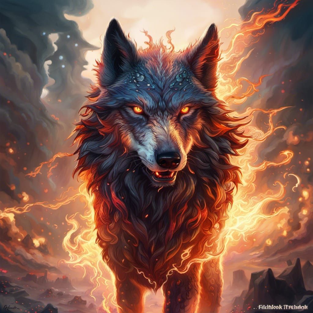 flamming wolf - AI Generated Artwork - NightCafe Creator