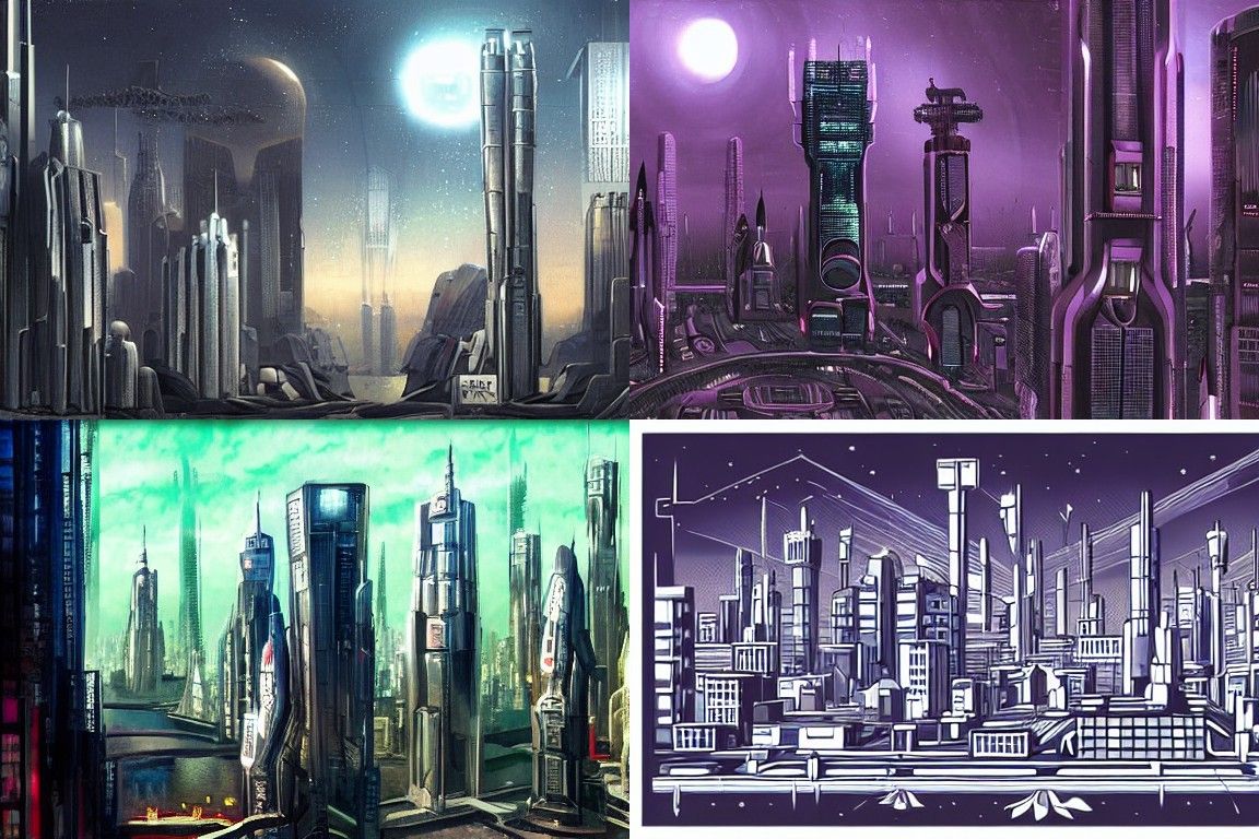 Sci-fi city in the style of Neo-figurative