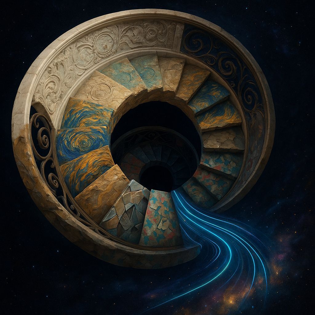 Surreal Staircase in Infinite Space: A Photorealistic Dream