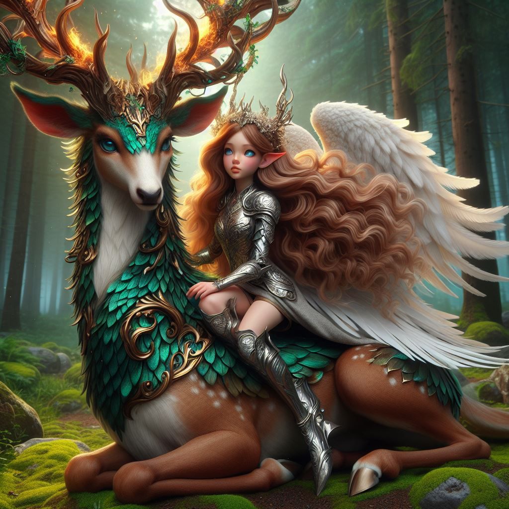 Female Elf Knight on a Kirin