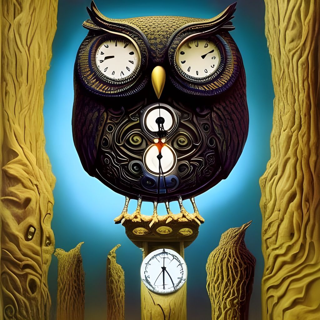 Surreal Owl Clock - AI Generated Artwork - NightCafe Creator