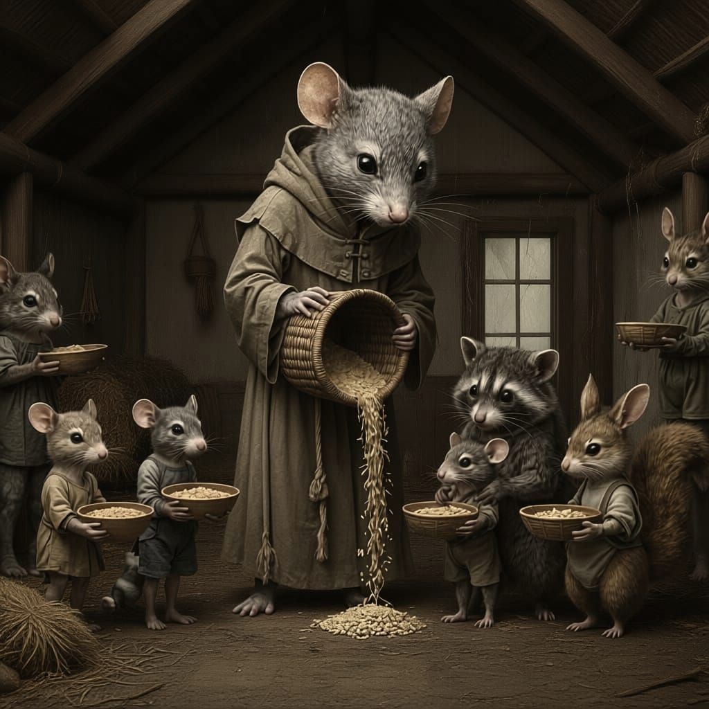 The Children Feast on Stolen Grain  by @a Nonny Mouse