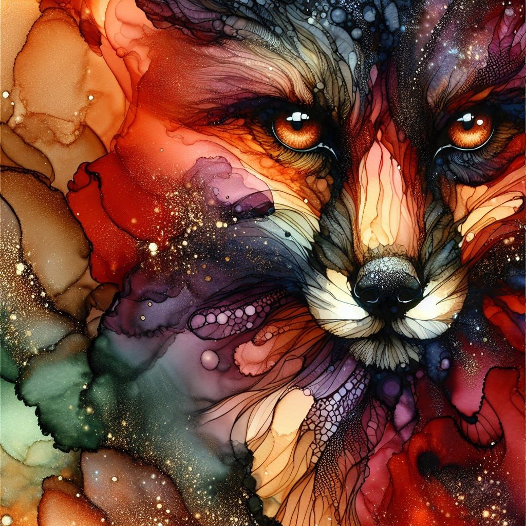 Mysterious Wild Animal Portrait in Symbolist Style