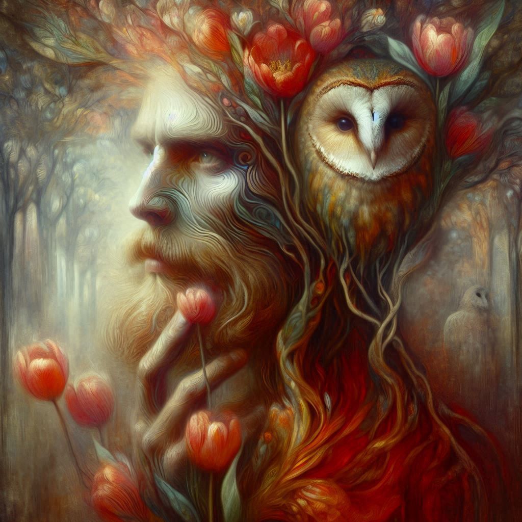 Man in Red and the Whisper of Tulips