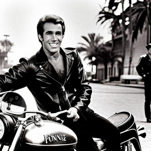 Fonzie On His Motorcycle - Ai Generated Artwork - Nightcafe Creator