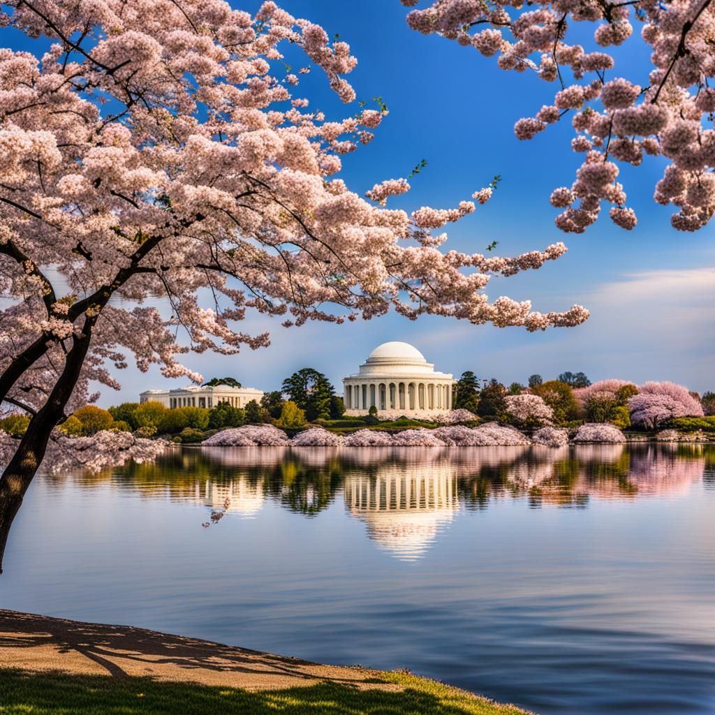 Blooming of the cherry trees around the Tidal Basin in Washington, DC ...