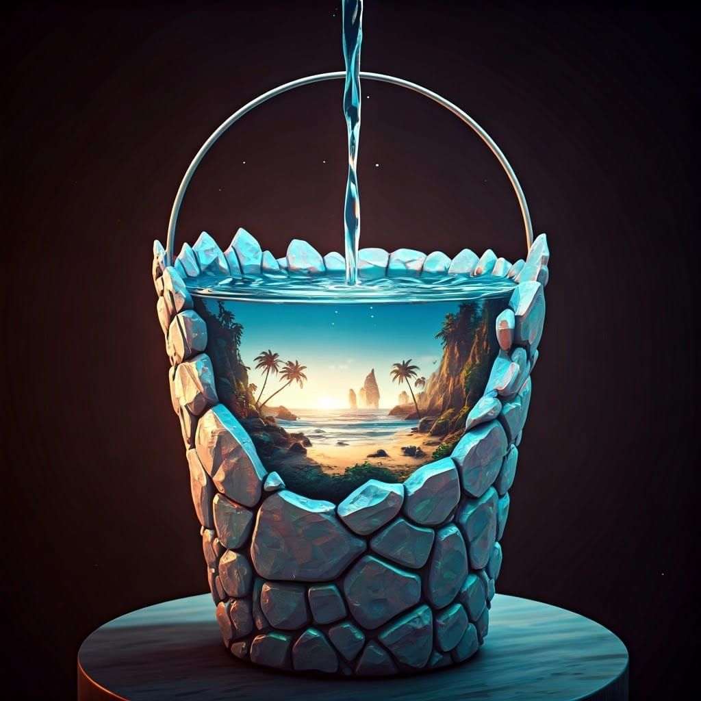 Enchanted Bucket Radiates Soft, Ethereal Glow in a Dreamlike...