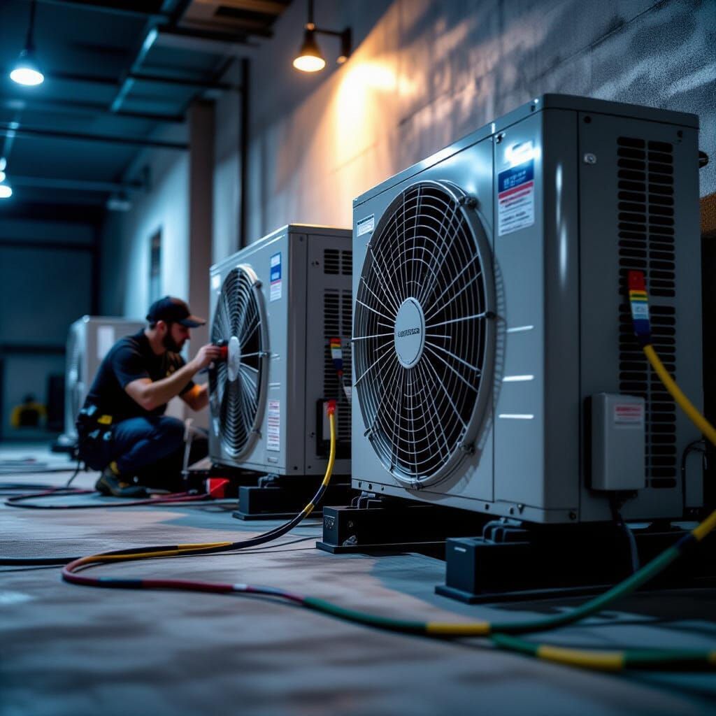 Cinematic Air Conditioner Installation Scene