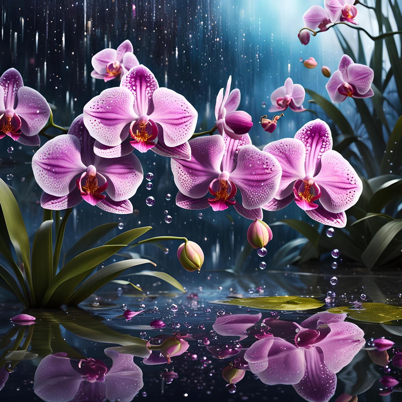 Pink Orchids - AI Generated Artwork - NightCafe Creator