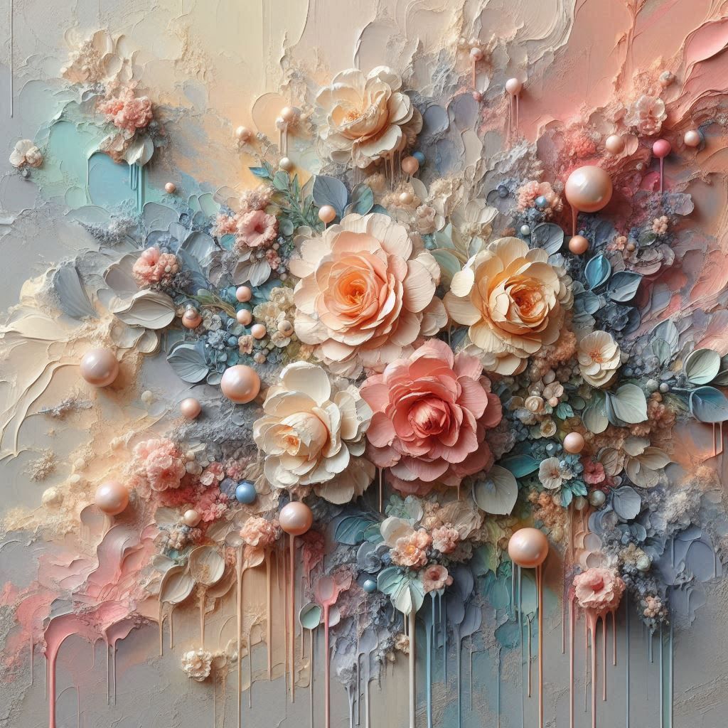 Pastel Abstract, oil painting on rough canvas