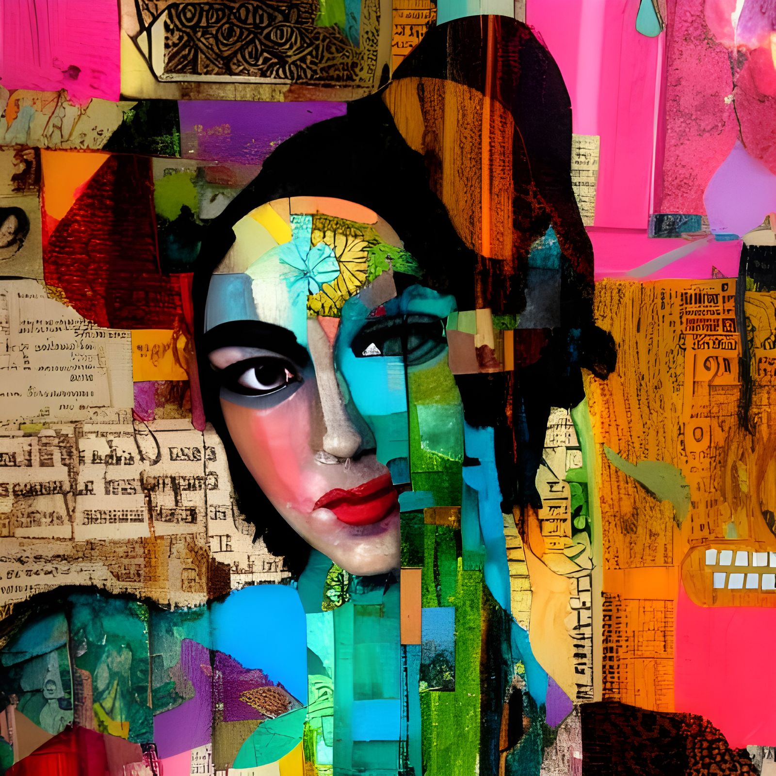 Woman Mixed Media Collage - AI Generated Artwork - NightCafe Creator