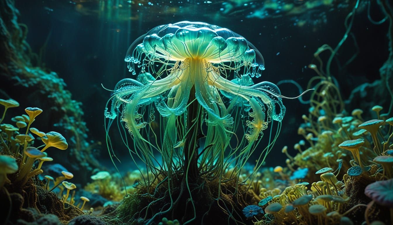 A floating plant with roots that drift like jellyfish tentacles.  by @aNta