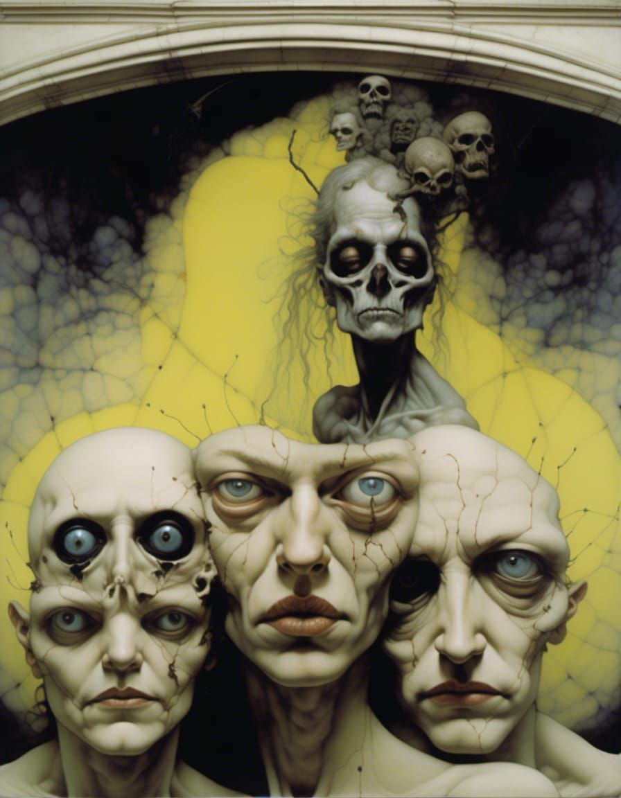 Ethereal Faces in Fog: A Surrealist Thunderstorm