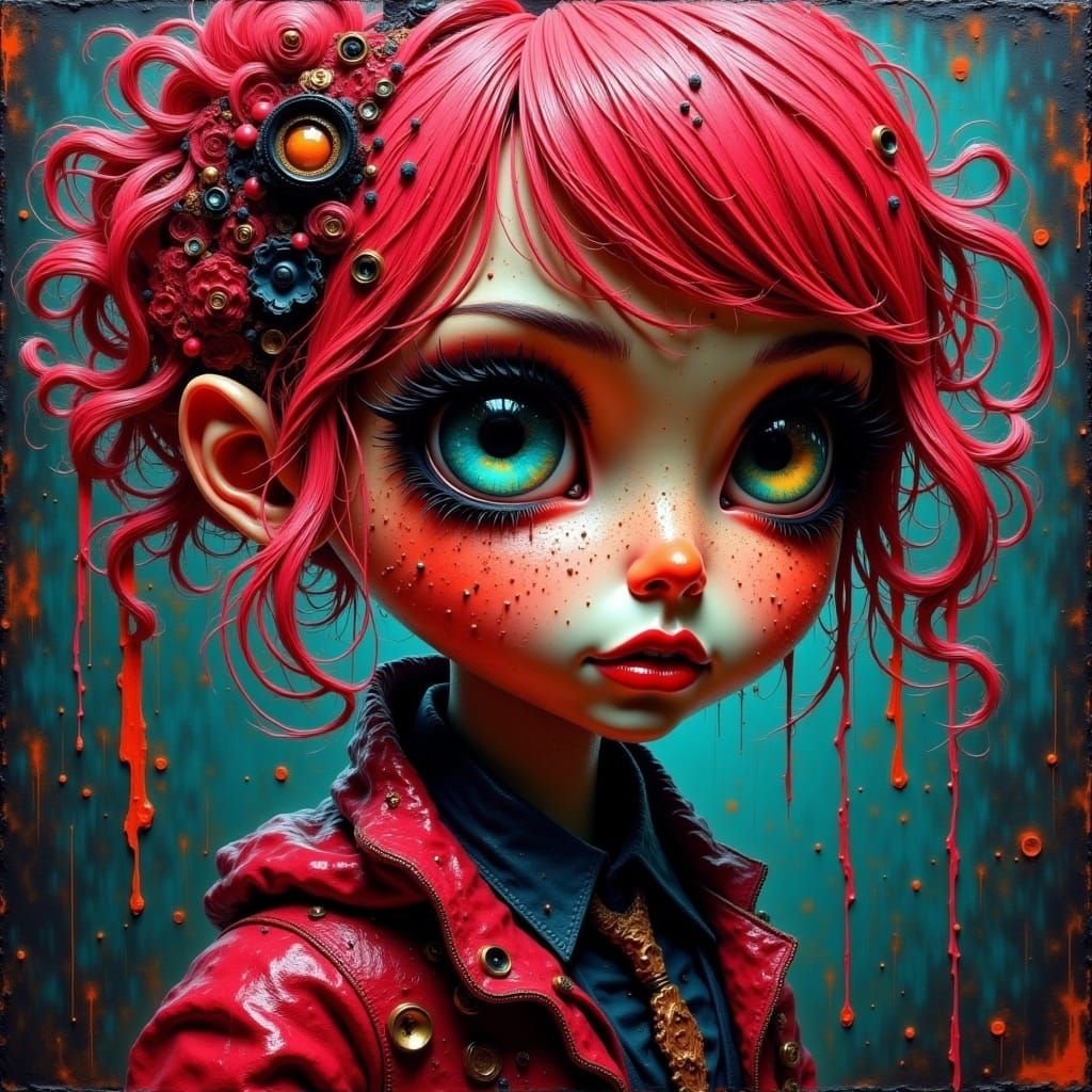 cybernatic_pin-up_punk <lora:chibi-eyed doll:1.0> 