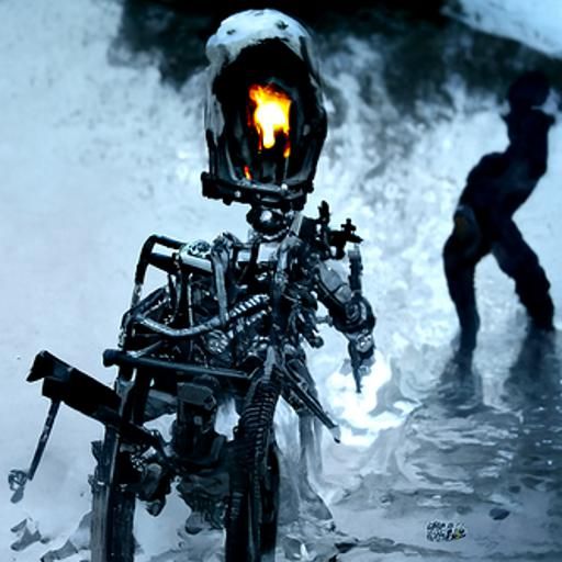 Humanoid robot with a flamethrower