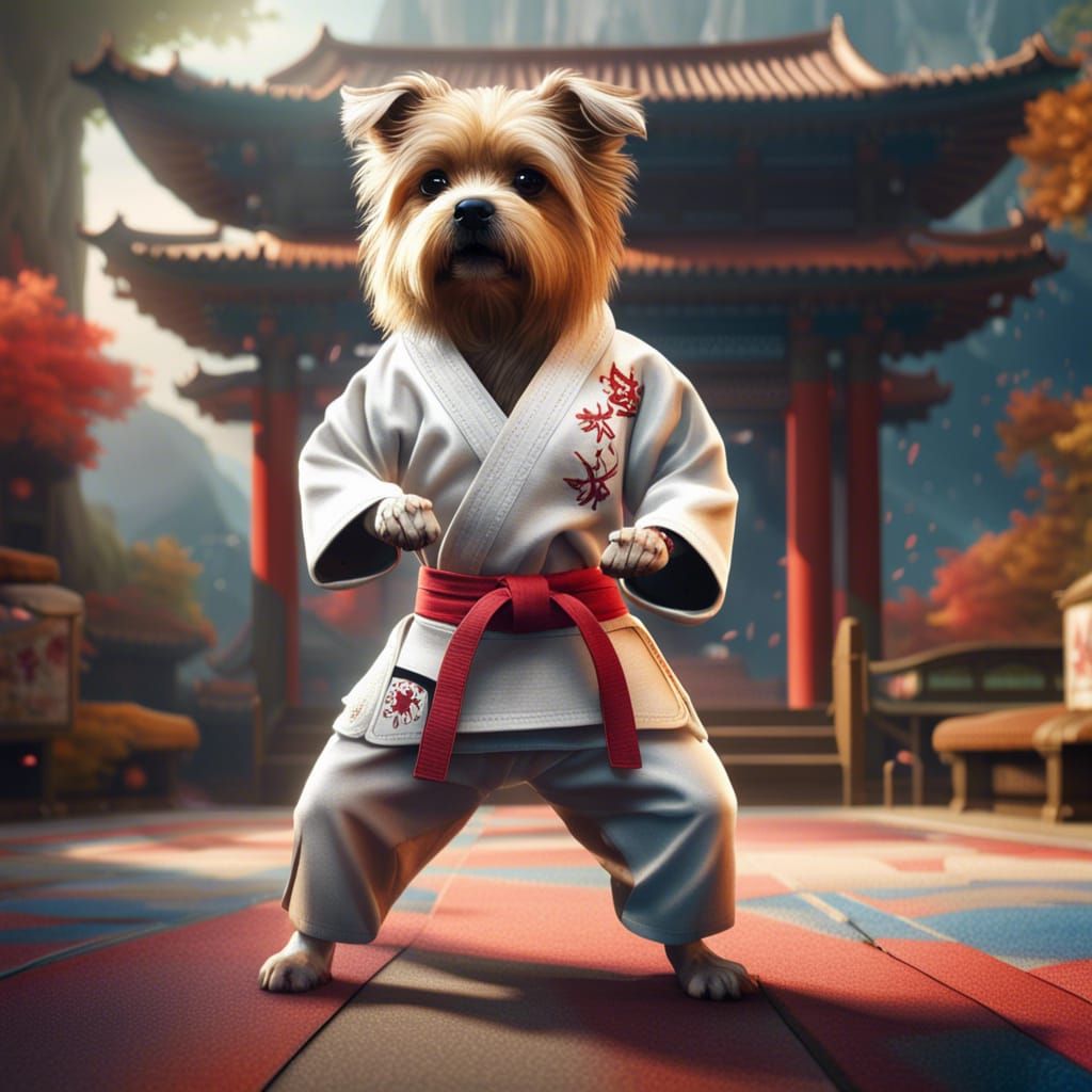 Dog doing karate   by @VD 3D Art