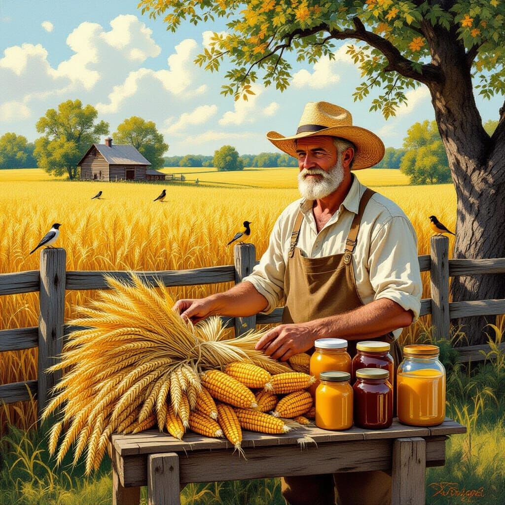 The end of summer time with: wheat,  corn,  growing in the fields  song birds on the fences and the few ...  by @Vader1