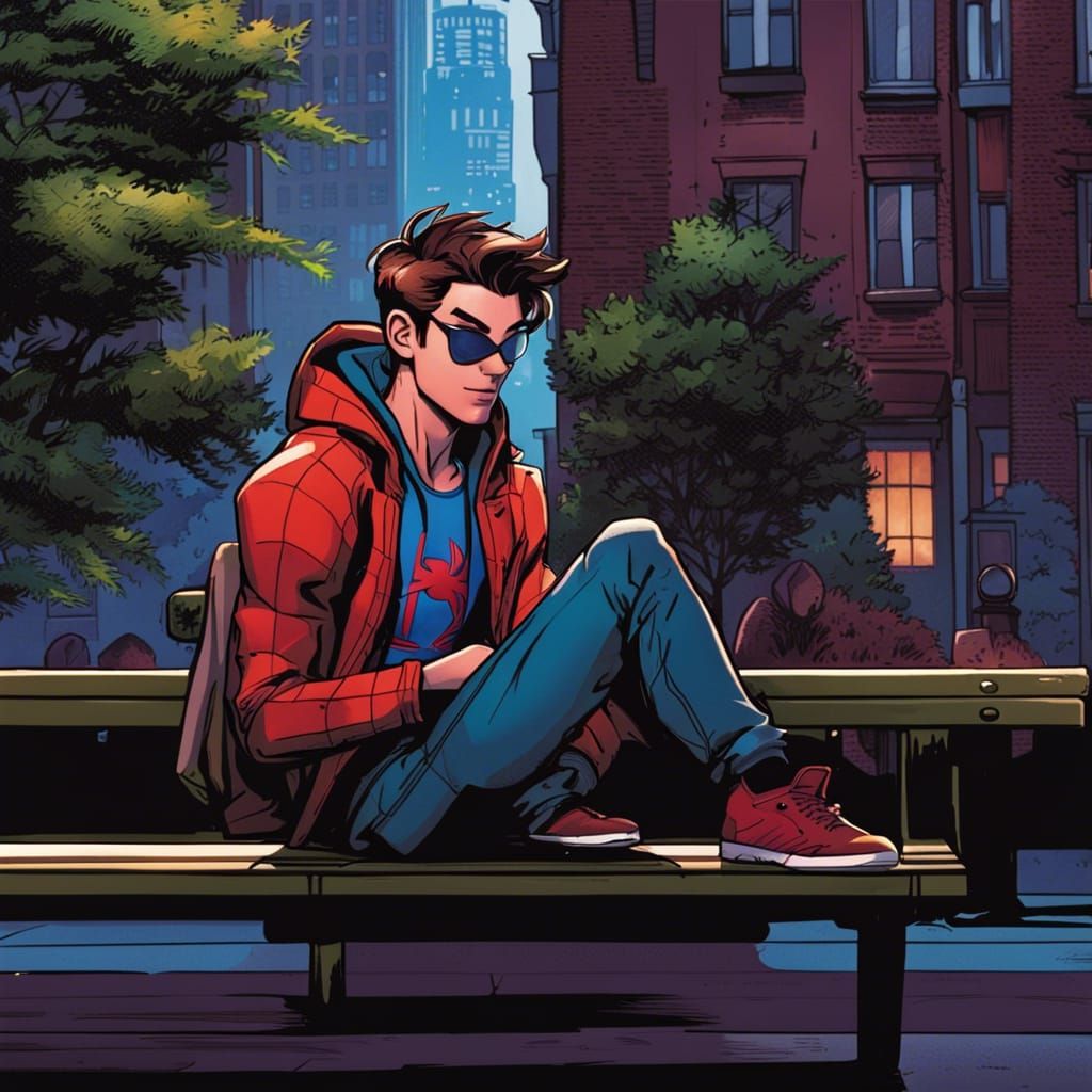 Peter B Parker from Into the Spiderverse with his mask off w...