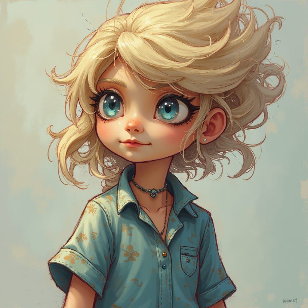 Woman at Crossroads in Abstract Expressionist Style