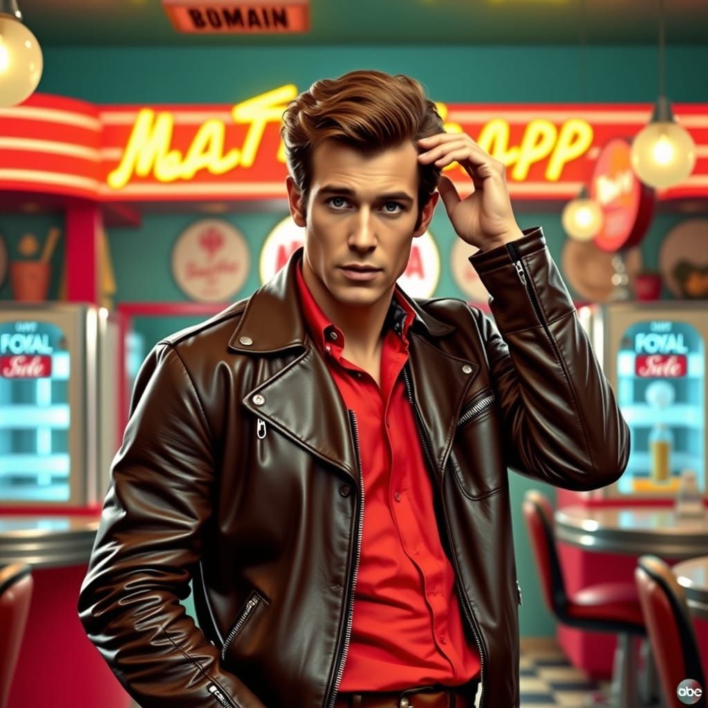 The Fonz in a 1950s Malt Shop, Hot Rod Art