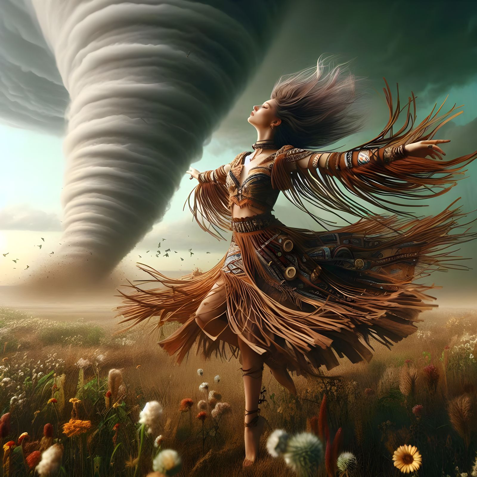 Eye of Her Own Storm
Arms open, face lifted, she dares the t...