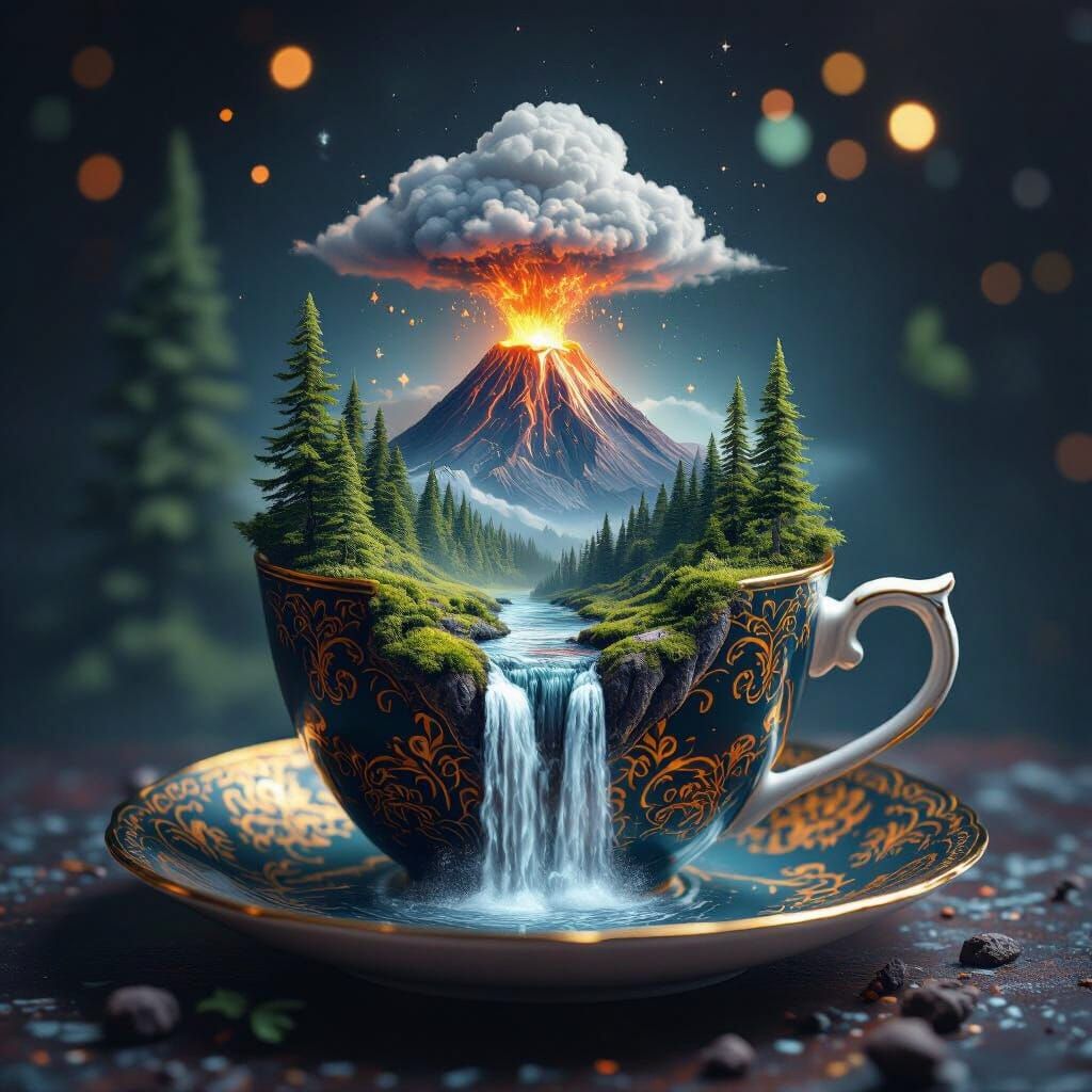 the teacup and a miniature waterfall  by @Rebecca