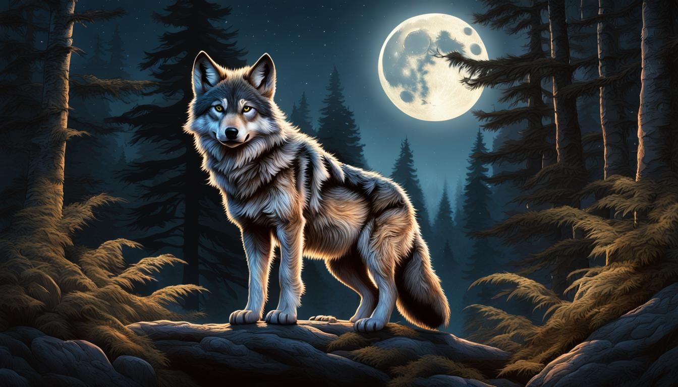 Moonlit Wolf  by @Charlotte