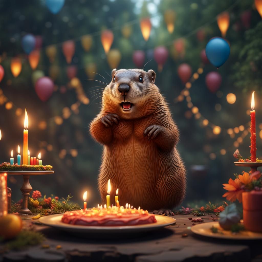 A Groundhog is celebrating its birthday  by @Jeanny