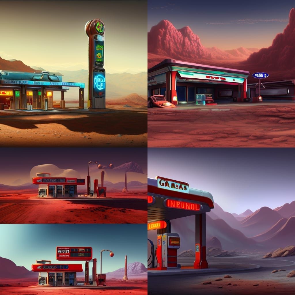 ]Retro gas station on Mars