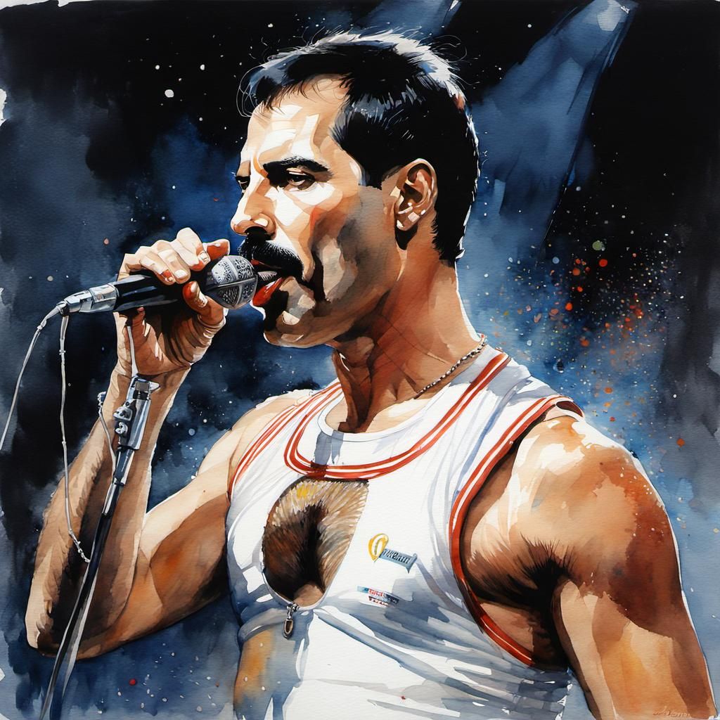 Watercolor portrait: Freddie Mercury - AI Generated Artwork - NightCafe ...