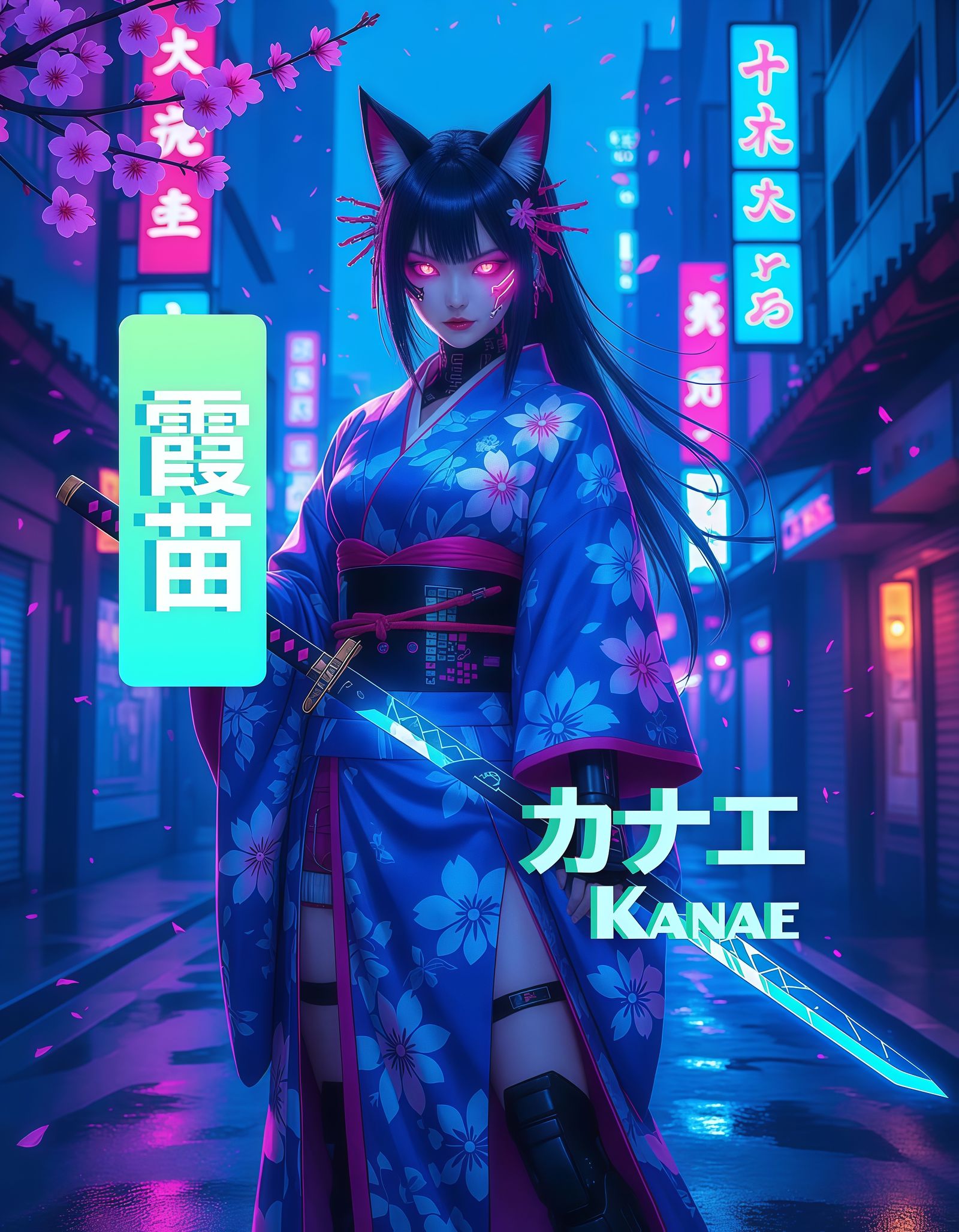 東京サイバーパンク狐女・霞苗 #retouch