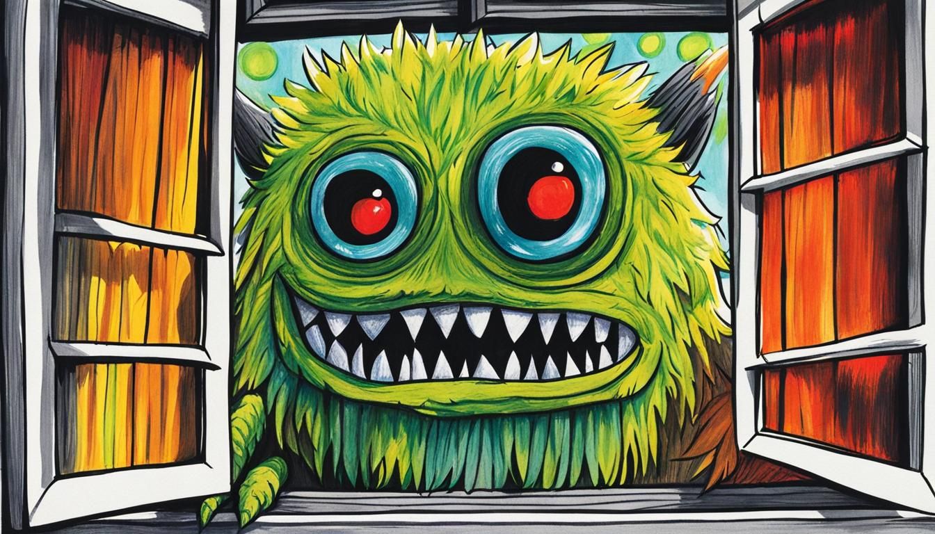 A scary monster looks at me from the window