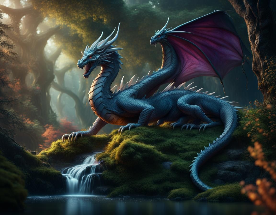 Dragon in the Forest - AI Generated Artwork - NightCafe Creator