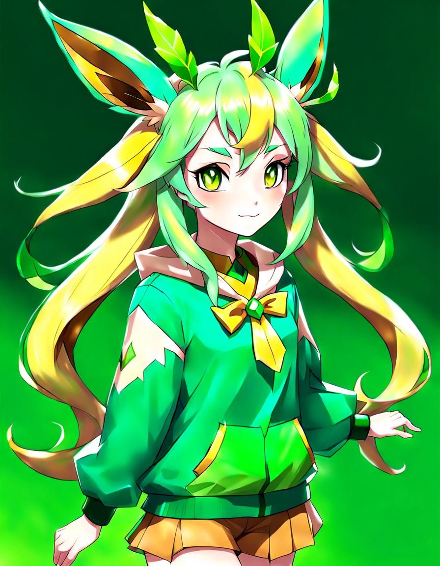 Leafeon Humanized Girl - AI Generated Artwork - NightCafe Creator