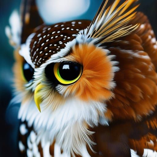 Elegant Owl Portrait in Manga Style